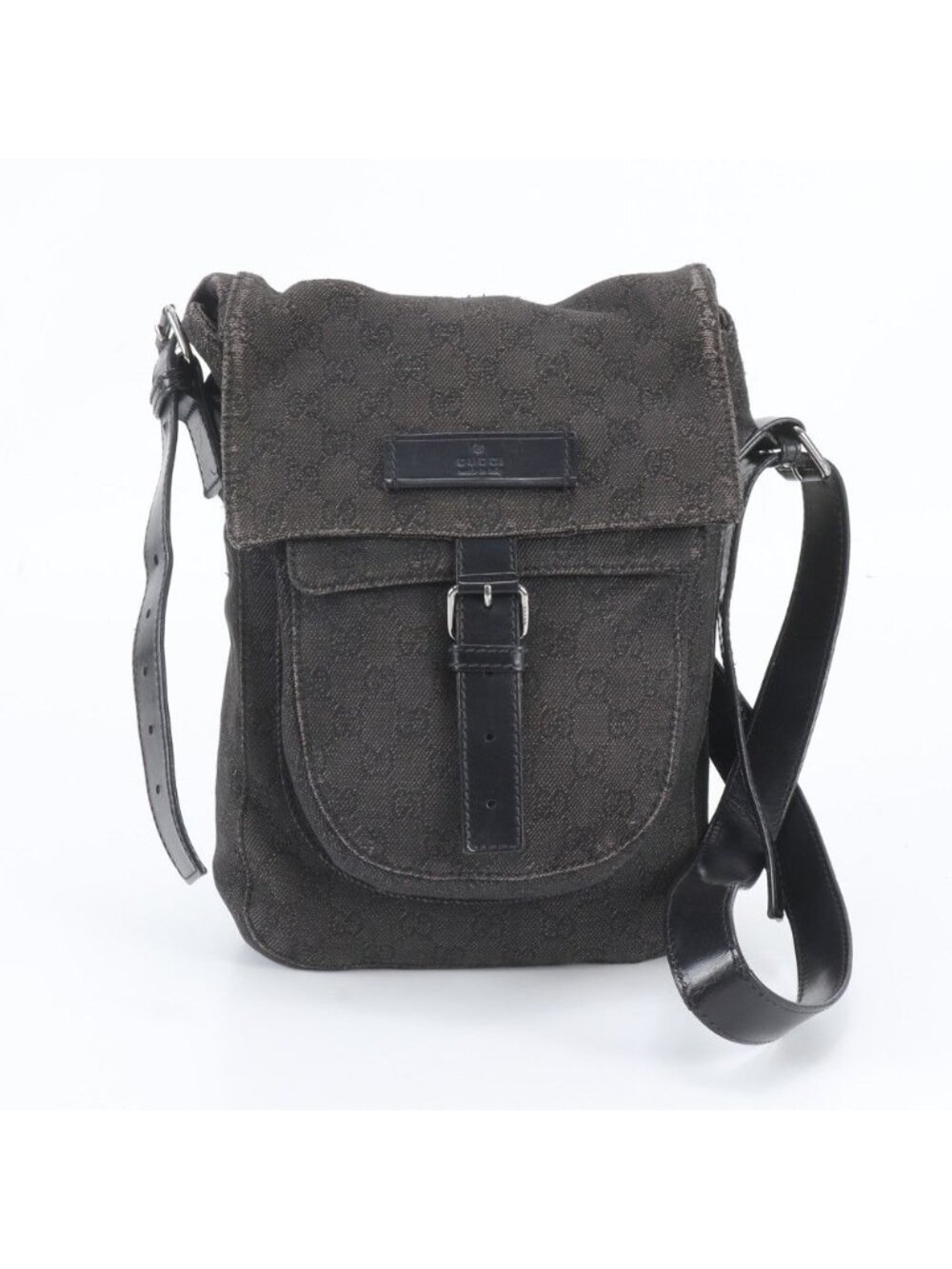 Gucci GG Canvas Leather Shoulder Bag Crossbody Black